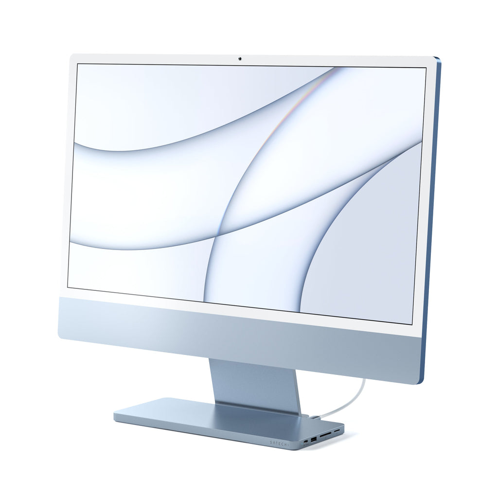 Satechi USB-C Slim Dock 24" IMAC (1xType-C Upstream Port,2x USB 2.0,1xMicro SD,1xSD Card,1xUSB-A,1x M.2 SSD slot, 1xUSB-C) colour match cable inc. - Blue
