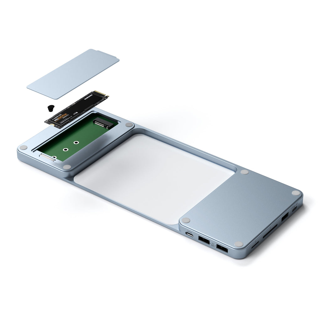 Satechi USB-C Slim Dock 24" IMAC (1xType-C Upstream Port,2x USB 2.0,1xMicro SD,1xSD Card,1xUSB-A,1x M.2 SSD slot, 1xUSB-C) colour match cable inc. - Blue