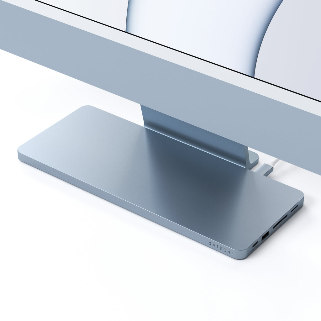 Satechi USB-C Slim Dock 24" IMAC (1xType-C Upstream Port,2x USB 2.0,1xMicro SD,1xSD Card,1xUSB-A,1x M.2 SSD slot, 1xUSB-C) colour match cable inc. - Blue