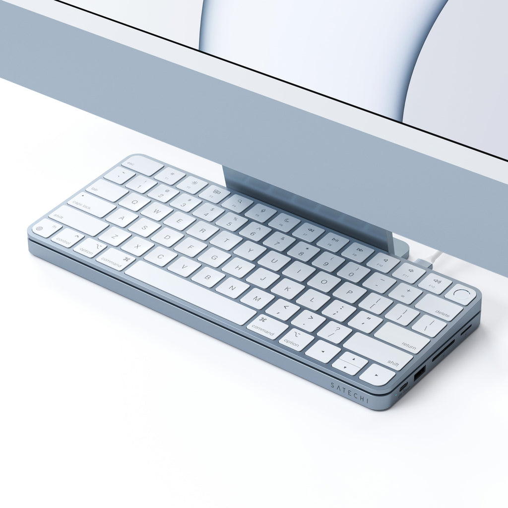 Satechi USB-C Slim Dock 24" IMAC (1xType-C Upstream Port,2x USB 2.0,1xMicro SD,1xSD Card,1xUSB-A,1x M.2 SSD slot, 1xUSB-C) colour match cable inc. - Blue